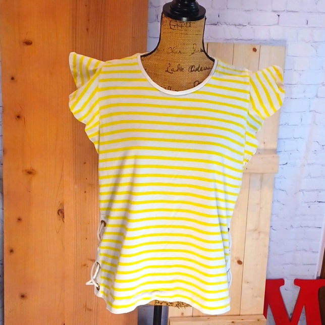 Lauren Ralph Lauren Size Xl Yellow Stripe Top Euc